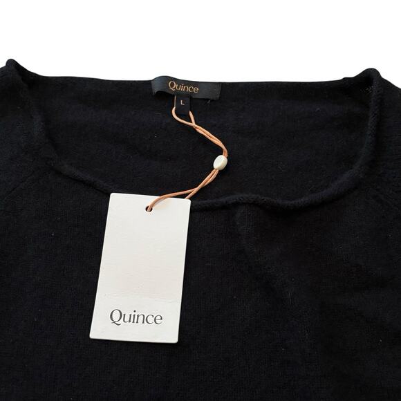 Quince Women's 100% Mongolian Cashmere Boatneck Sweater Black Large NWT - Picture 2 of 5